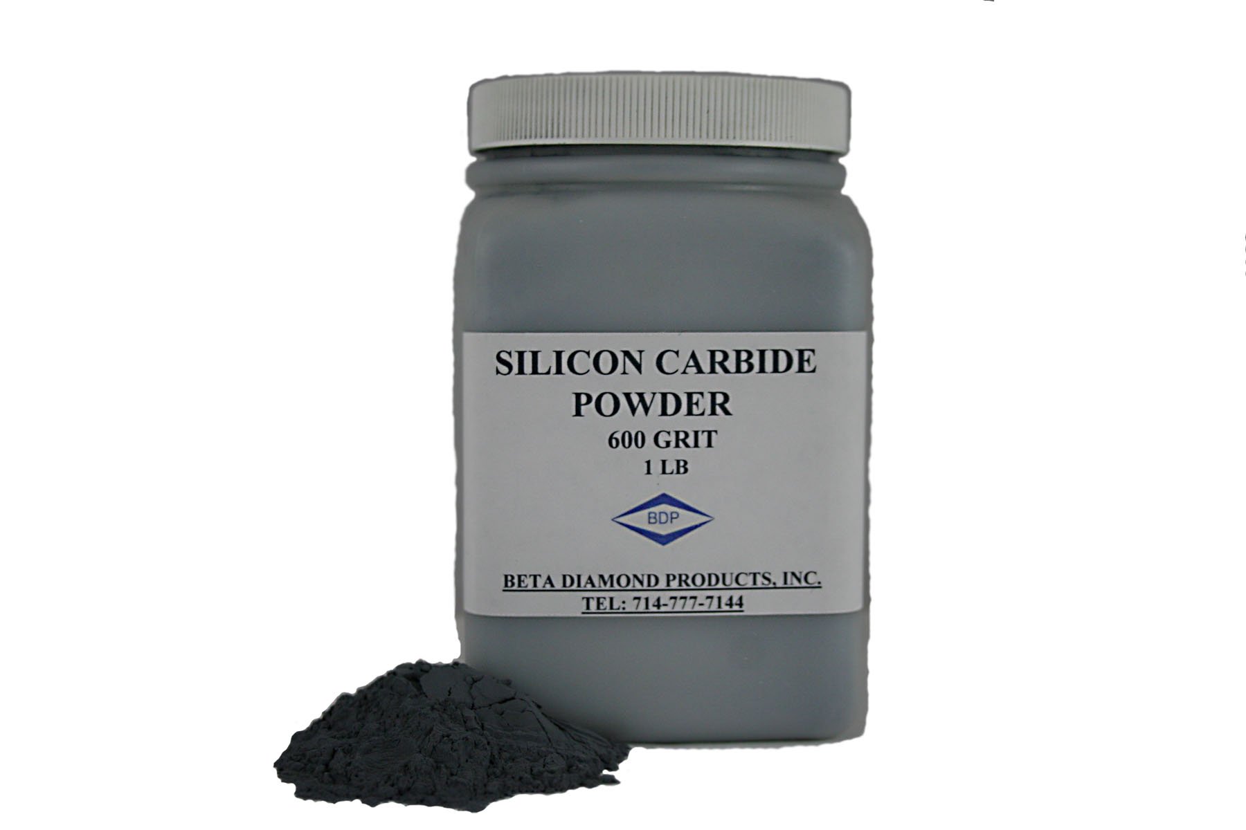 A relevant stock photo of 120 grit silicon carbide powder in a typical setting.
