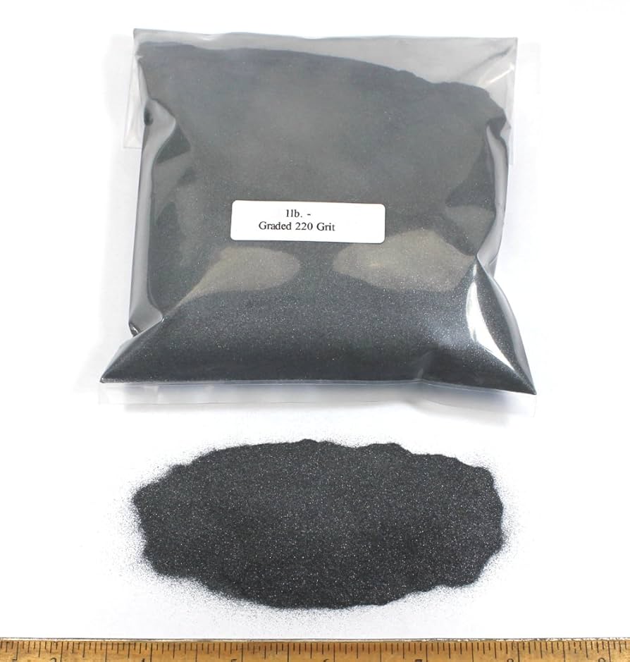 A relevant stock photo of 220 grit silicon carbide powder in a typical setting.