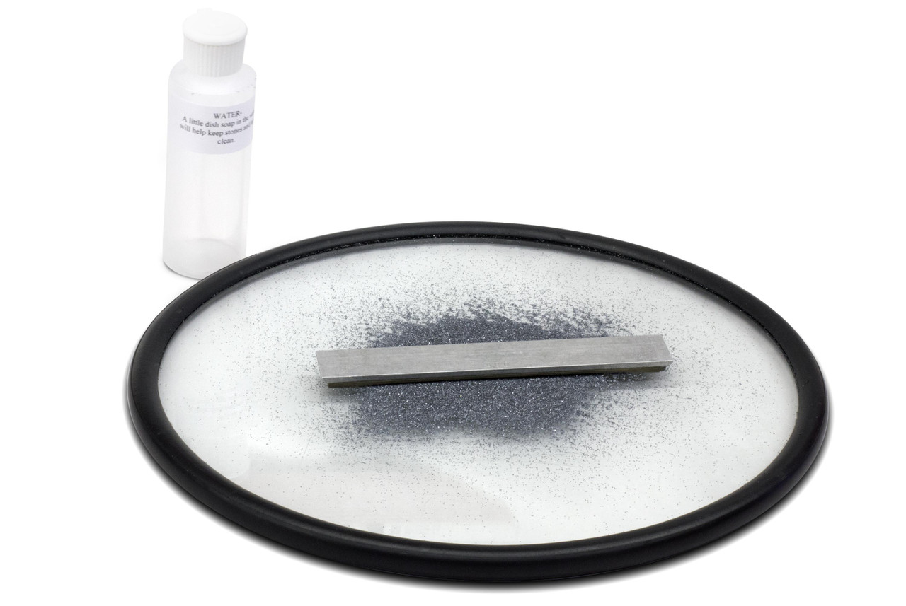 A relevant stock photo of 60 grit silicon carbide powder in a typical setting.