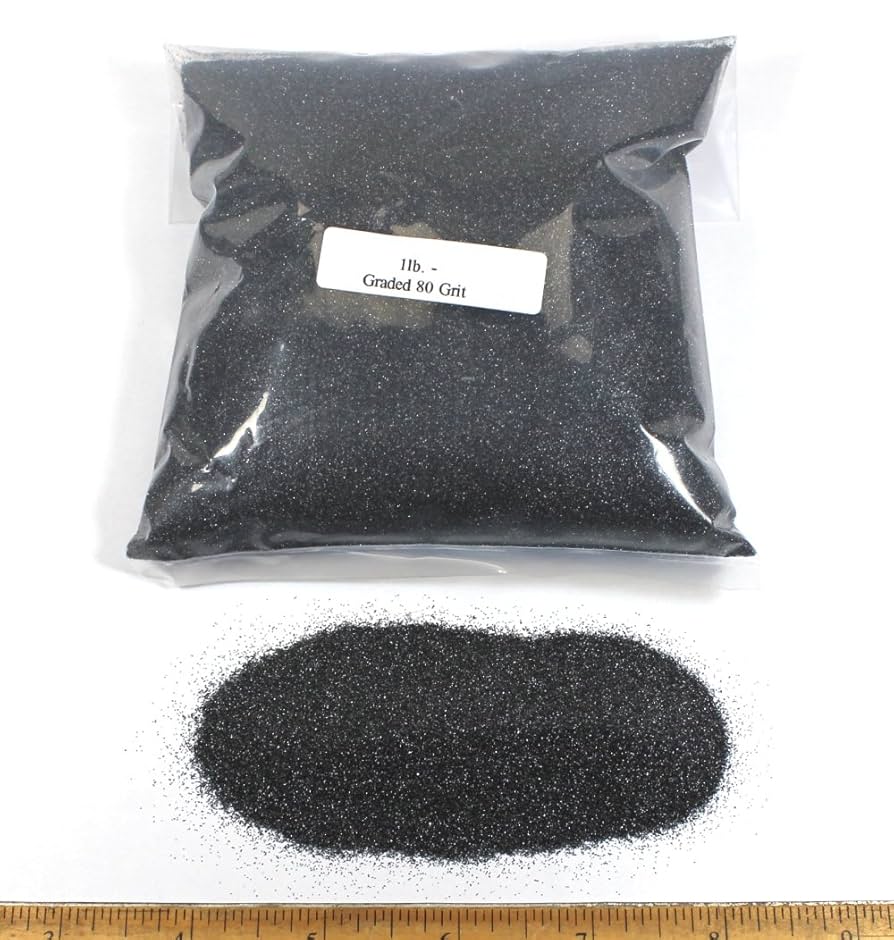 A relevant stock photo of 80 grit silicon carbide powder in a typical setting.