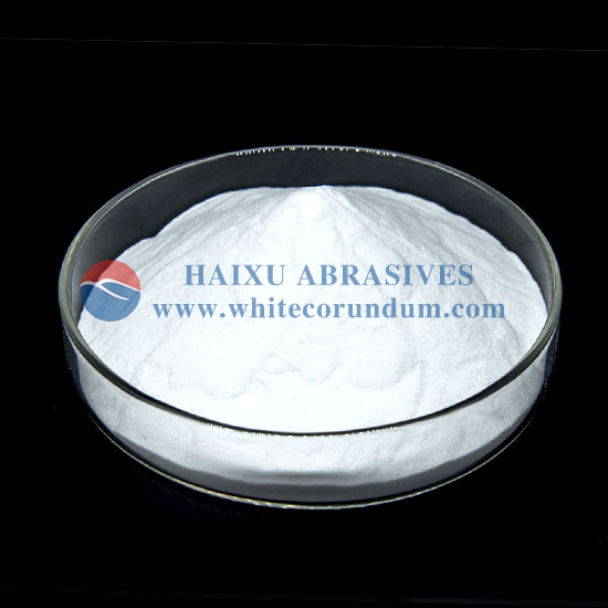 A relevant stock photo of abrasive white corundum powder in a typical setting.