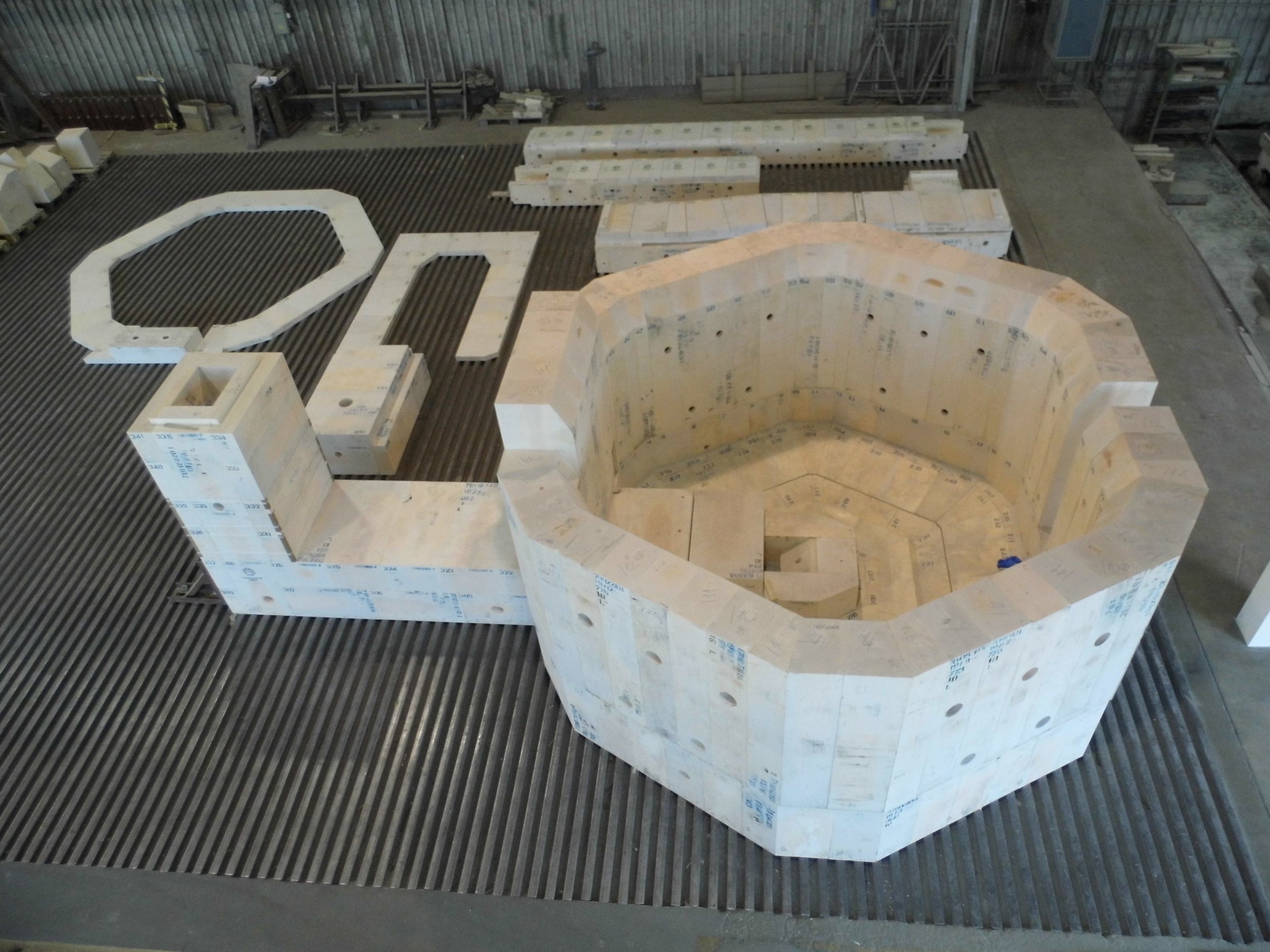 A relevant stock photo of alumina fused cast refractories in a typical setting.