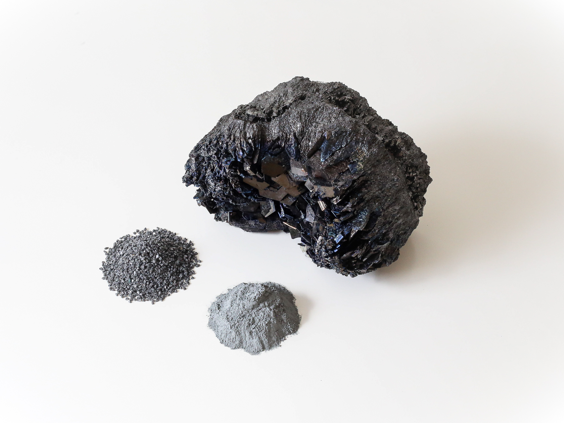 A relevant stock photo of black silicon carbide powder in a typical setting.