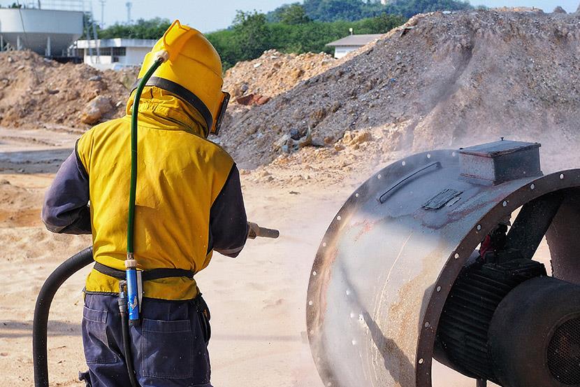 A relevant stock photo of blasting abrasives in a typical setting.