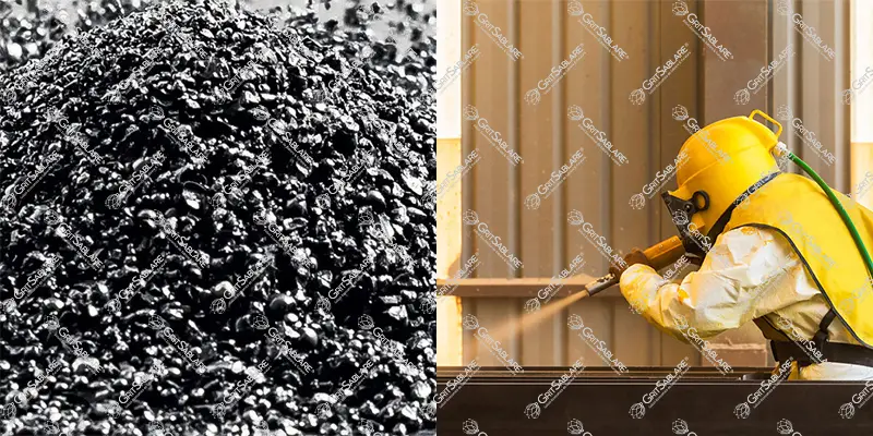 A relevant stock photo of copper slag blasting in a typical setting.