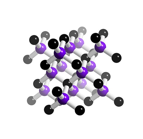 A relevant stock photo of crystal structure of silicon carbide in a typical setting.