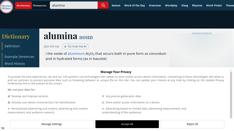 ALUMINA Definition & Meaning - Merriam-Webster