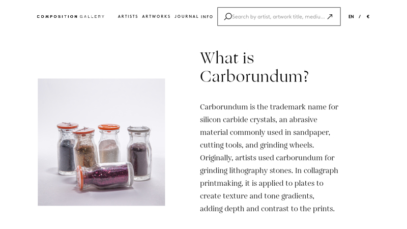 What is Carborundum? Find the answer on composition.gallery