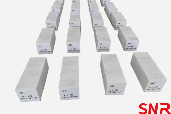 A relevant stock photo of fused cast alumina block in a typical setting.