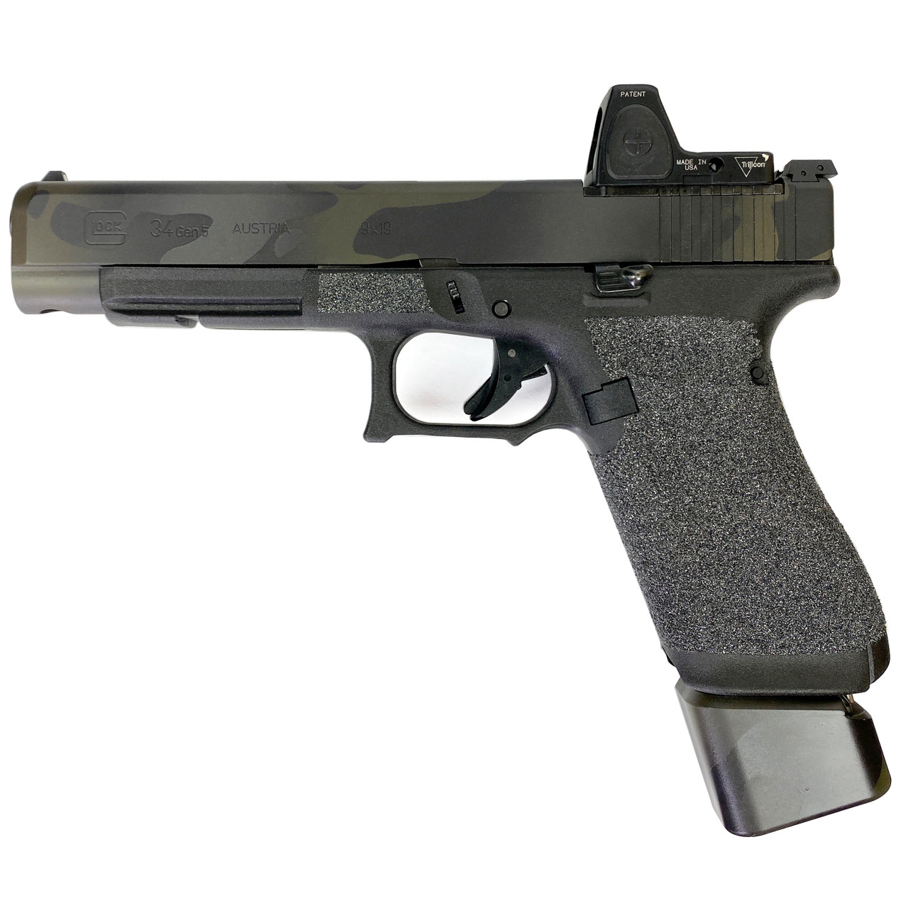 A relevant stock photo of glock silicon carbide grip in a typical setting.