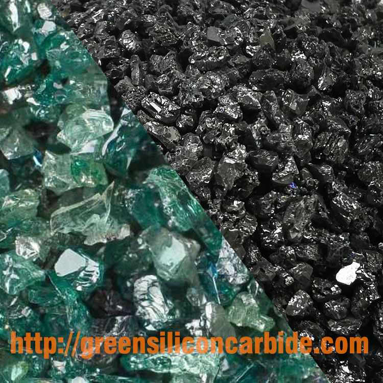 A relevant stock photo of green vs black silicon carbide in a typical setting.