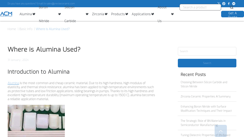Applications and Uses of Alumina - Advanced Ceramic Materials