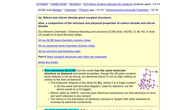 Describe Silicon and silicon dioxide silica as giant covalent ...