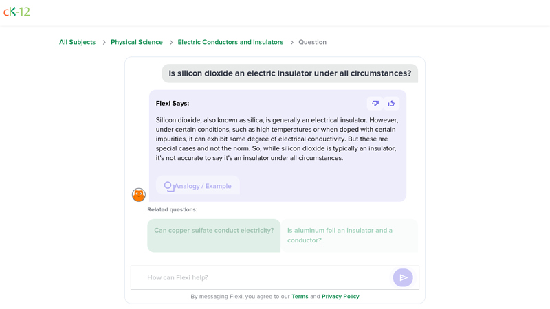 Is silicon dioxide an electric insulator under all circumstances? - CK-12