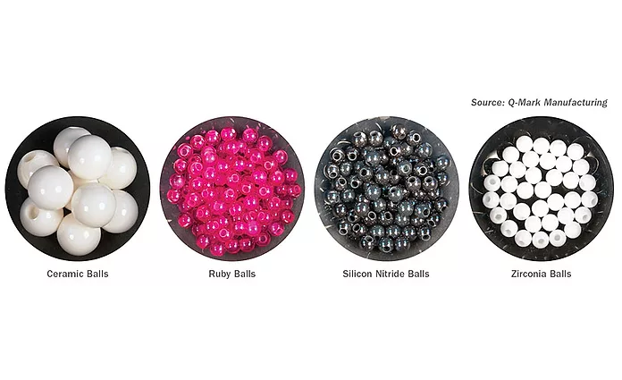 A relevant stock photo of silicone carbide balls vs ruby in a typical setting.