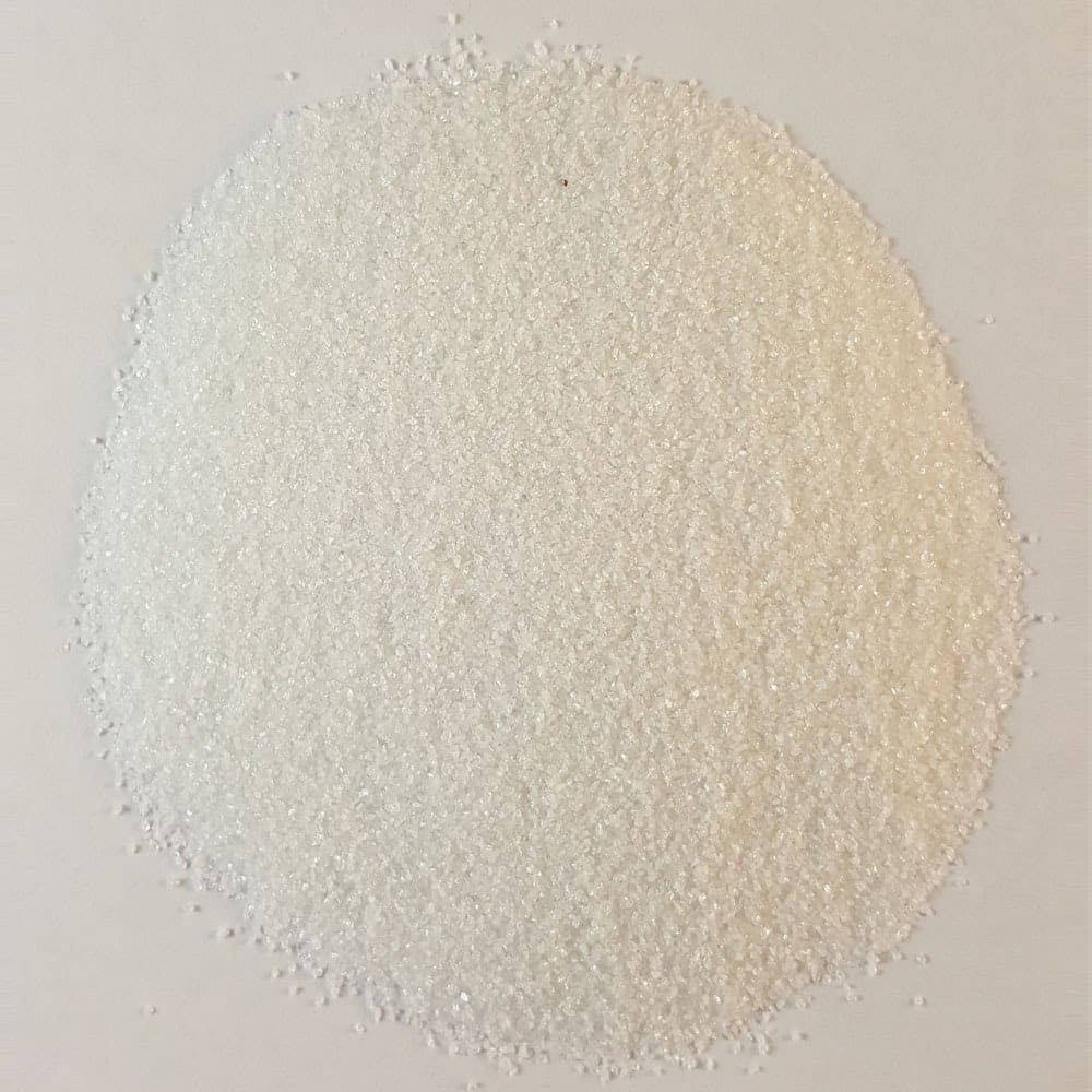 A relevant stock photo of white aluminum oxide sand in a typical setting.