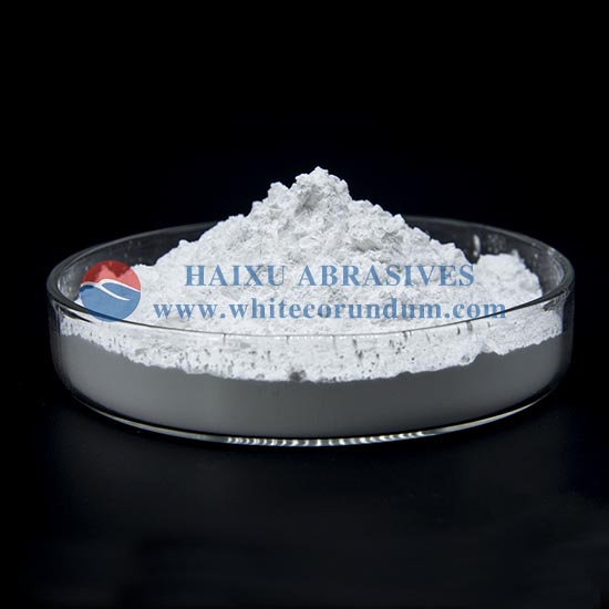 A relevant stock photo of white corundum abrasive in a typical setting.