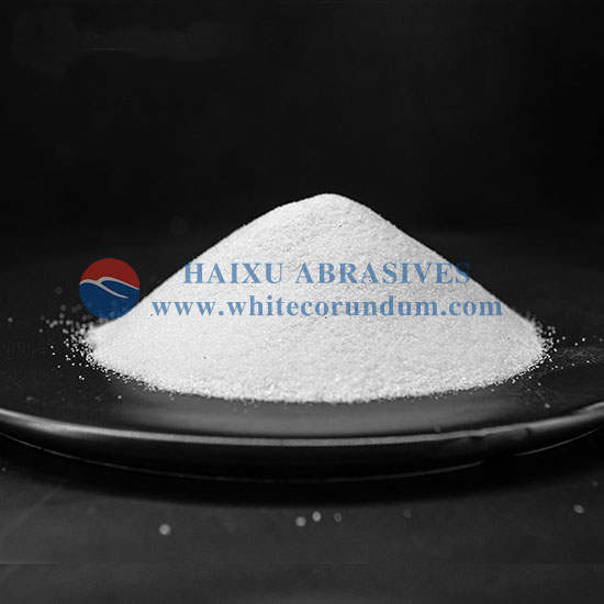 A relevant stock photo of white corundum abrasive in a typical setting.