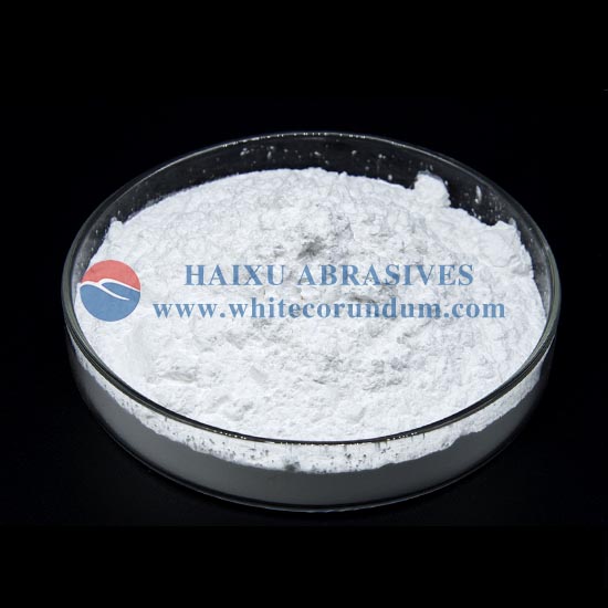 A relevant stock photo of white fused alumina powder in a typical setting.
